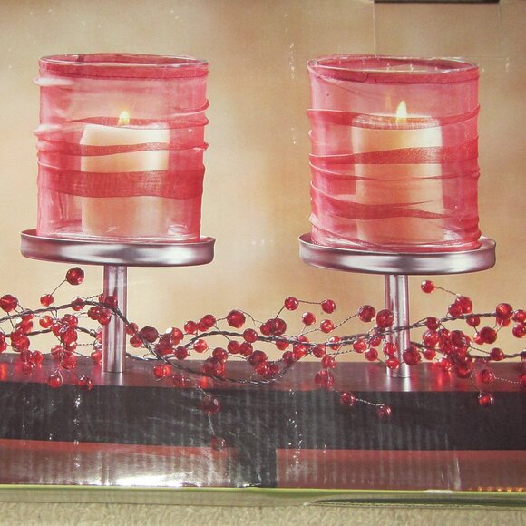 5-Candle Centerpiece on Dark Wood Base - Picture 1 of 4
